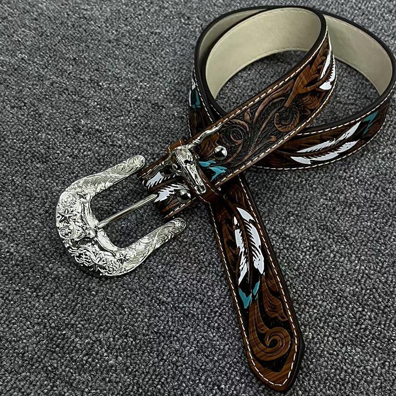 Retro Vintage Western-Style Indian Cowboy Belt with Unique Design