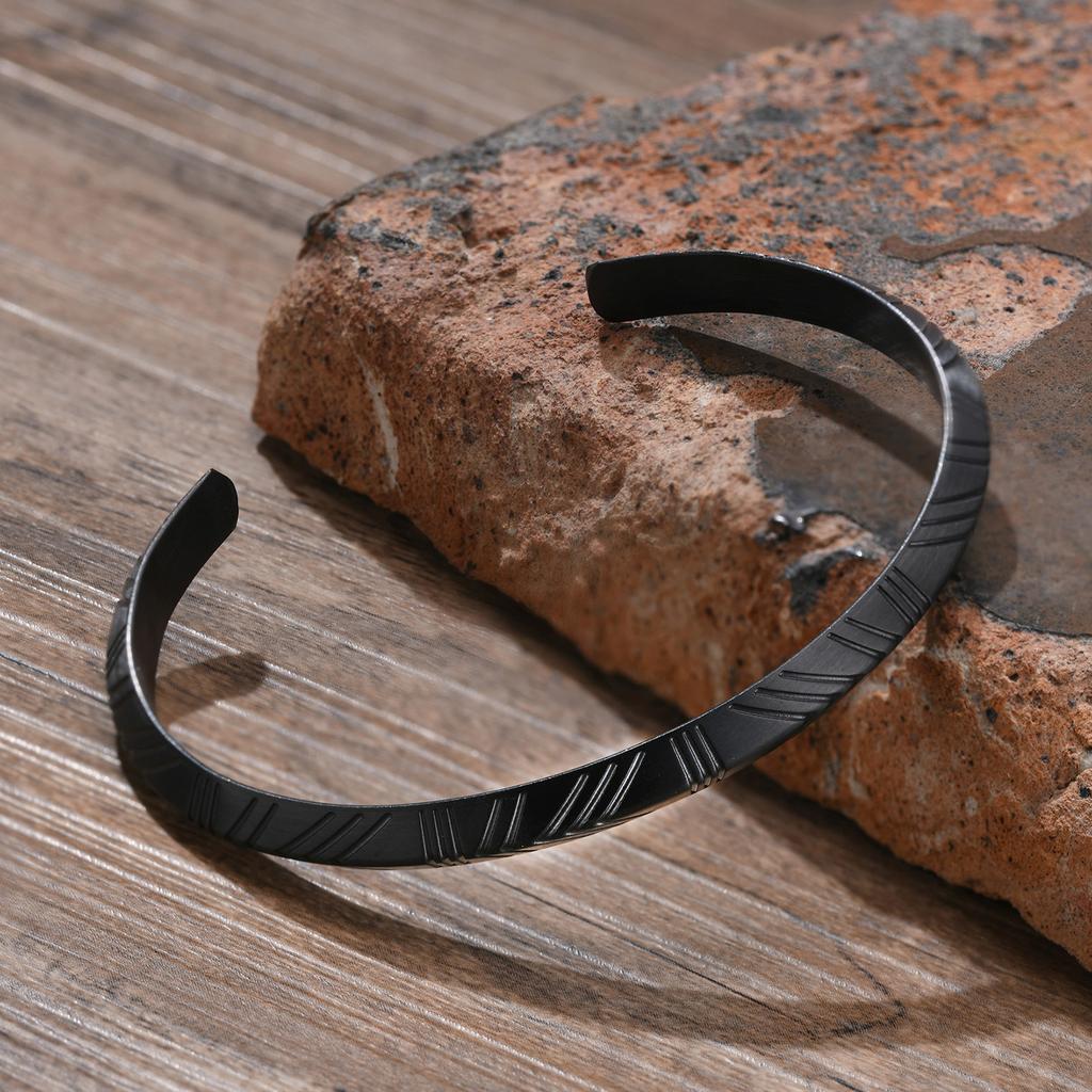 Xiaomi Vnox 6mm Viking Rune Bangle for Men, Stainless Steel Vintage Almut Cuff Bangle, Cool Boy Retro Jewelry