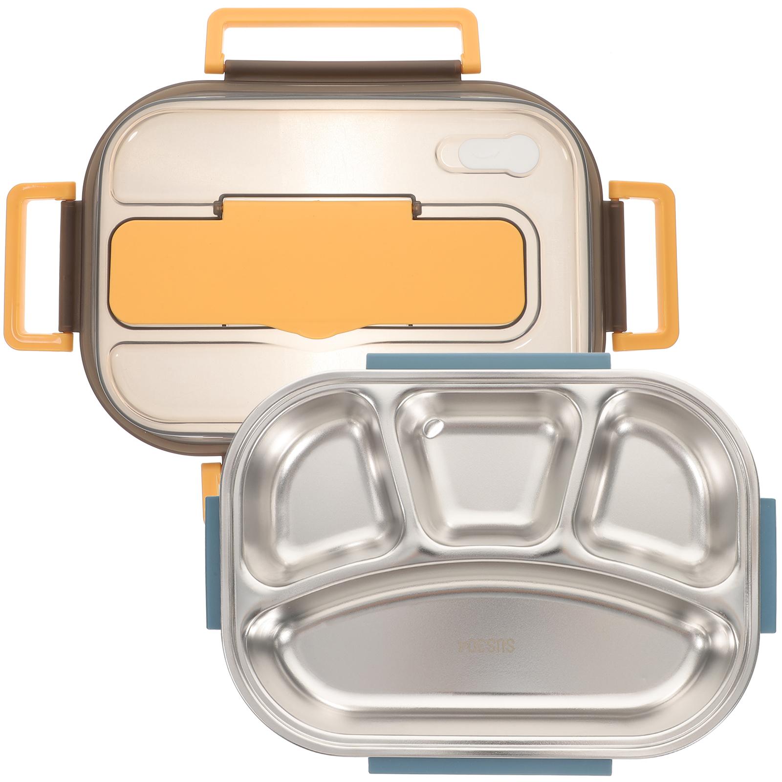 Stainless Steel Bento Box 4 Compartments Divided Lunch Box Easy Clean Buckle Design for Adults Kids Students Campers синий 2990₽