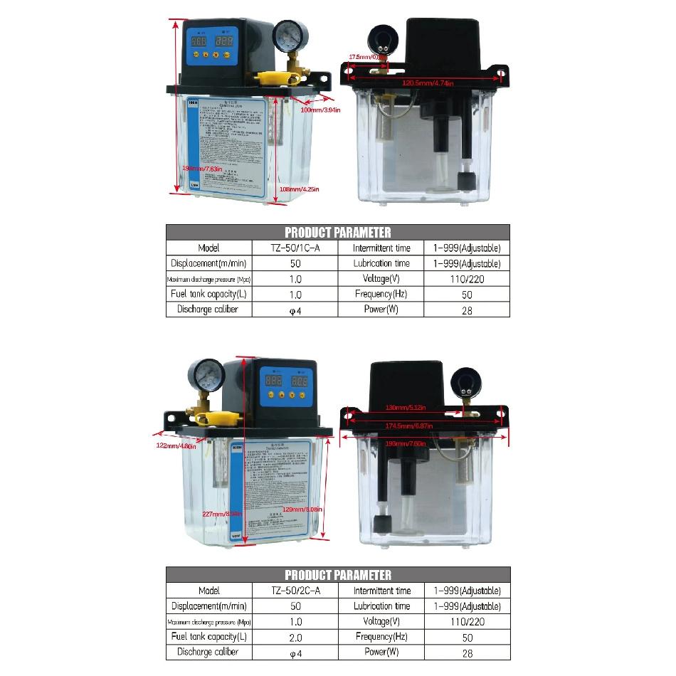 1L 2L Lubricant Pump Automatic Lubricating Oil Pump with Pressure Gauge CNC Electromagnetic Lubrication Pump Lubricator