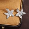 ZAKOL Sliver Color Shiny Tiny Zircon Starfish Lily Flower Shape Stud Earrings Luxury Bridal Wedding Zircon for Women