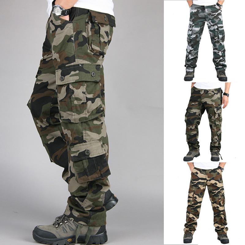 Domple Mens Solid Multi Pockets Casual Cotton Outdoor Utility Cargo Jogger Pants