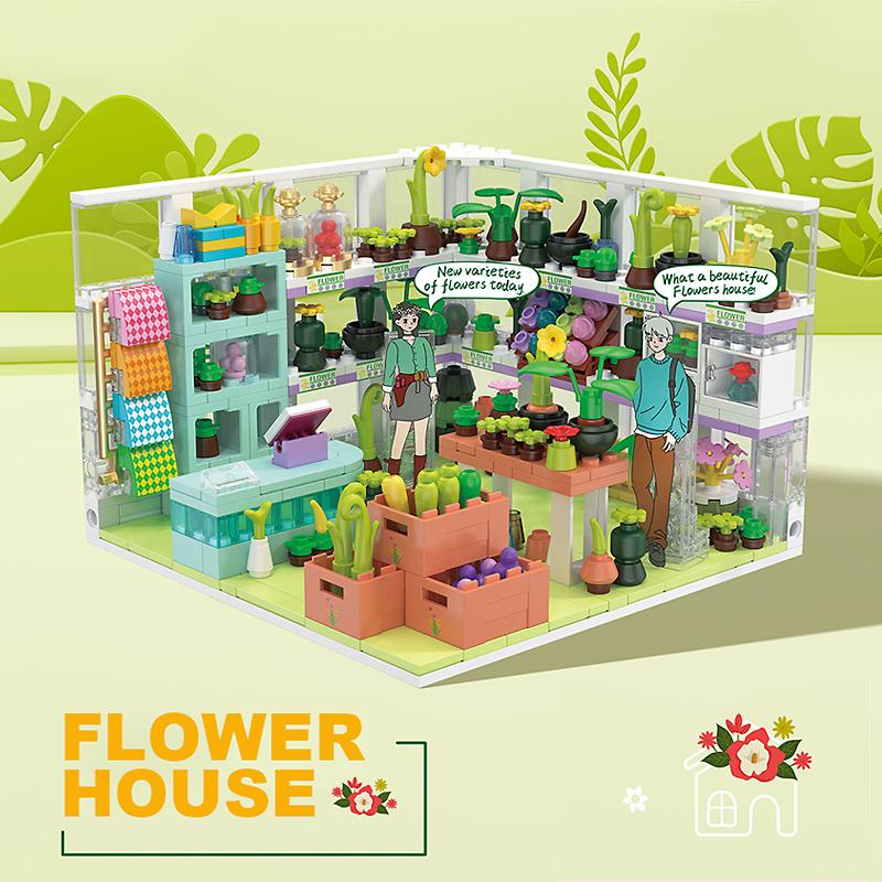 Stadtansicht Blumenladen Café Hamburg Restaurant Bausteine DIY Konstruktionssteine Spielzeug Geschenk für Kinder