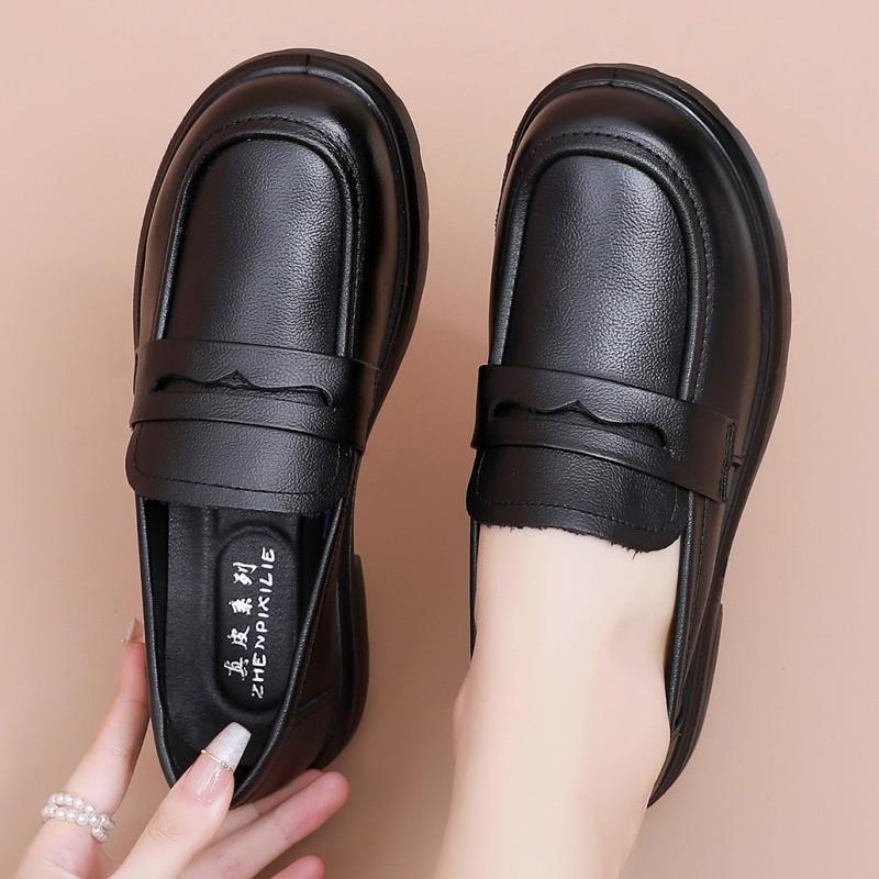 

Мягкие лоферы из коровьей кожи первого слоя Ld, женские туфли на мягкой подошве и низком каблуке для мам среднего возраста, повседневные небольшие кожаные туфли 41