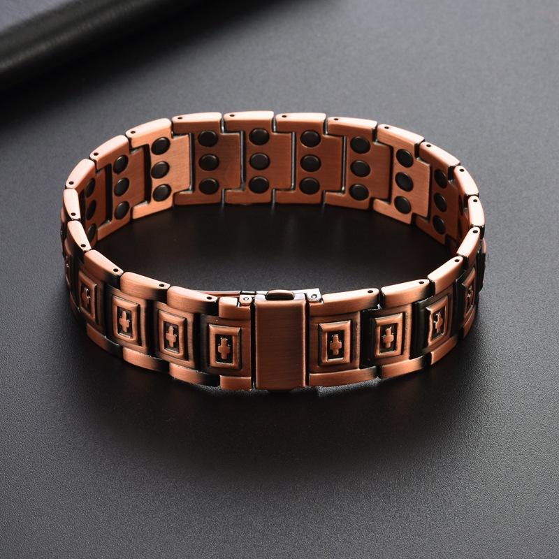 Convex Cross Copper Bracelet Men's Three Rows Magnet Energy Bracelet Fashion Vintage Hand Accessories
