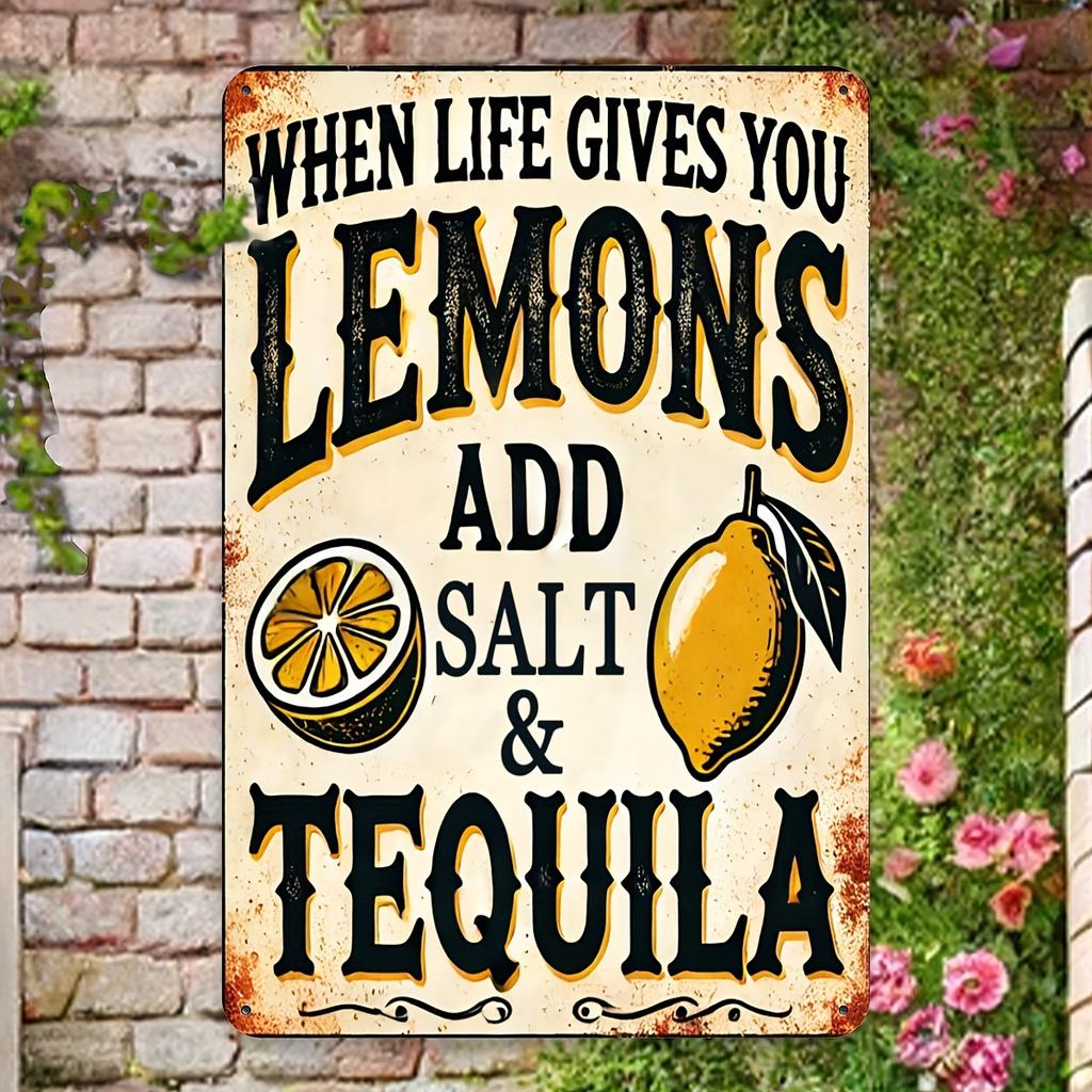 D Tin paintingLetrero metlico retro con la frase Cuando la vida te de limones aade sal y tequila Decoracin diverti