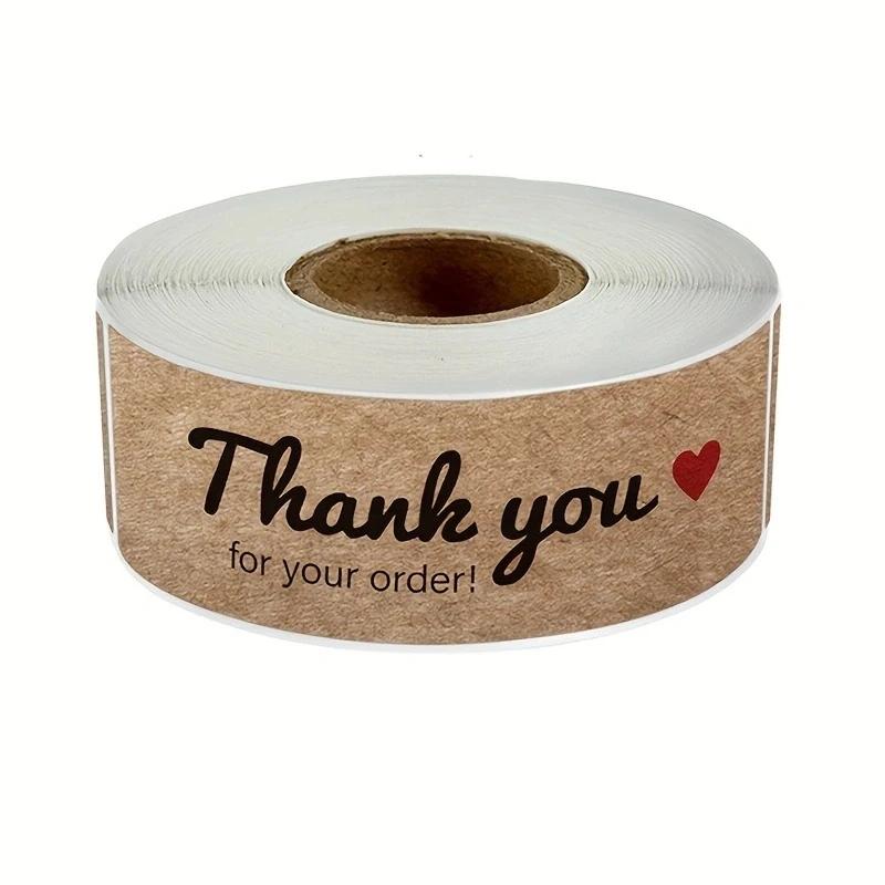 120pcs/roll Kraft Paper Thank You Stickers DIY Gift Packaging Decoration for Personalized Gifts and Business Label