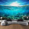 Unterwasserwelt Wandteppich Wandbehang Delfin Hai Seetang Heimkunst Dekoration Hintergrund Schlafzimmerwand Cartoon Dekoration