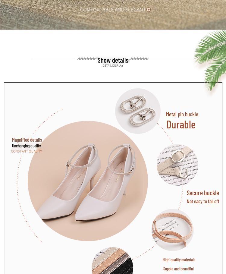 Non-Slip High Heel Strap with Suede Matte Finish - Secure Tie-Up Buckle Design