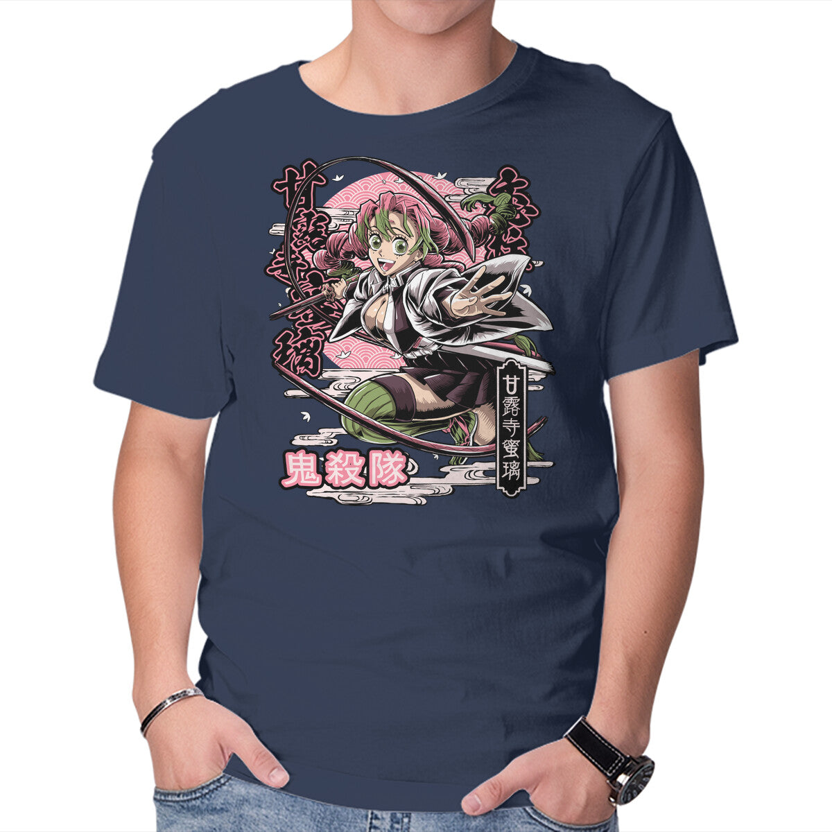 Unisex Crew Neck T-Shirt Mitsuri Graphic Short Sleeve Casual Tee S