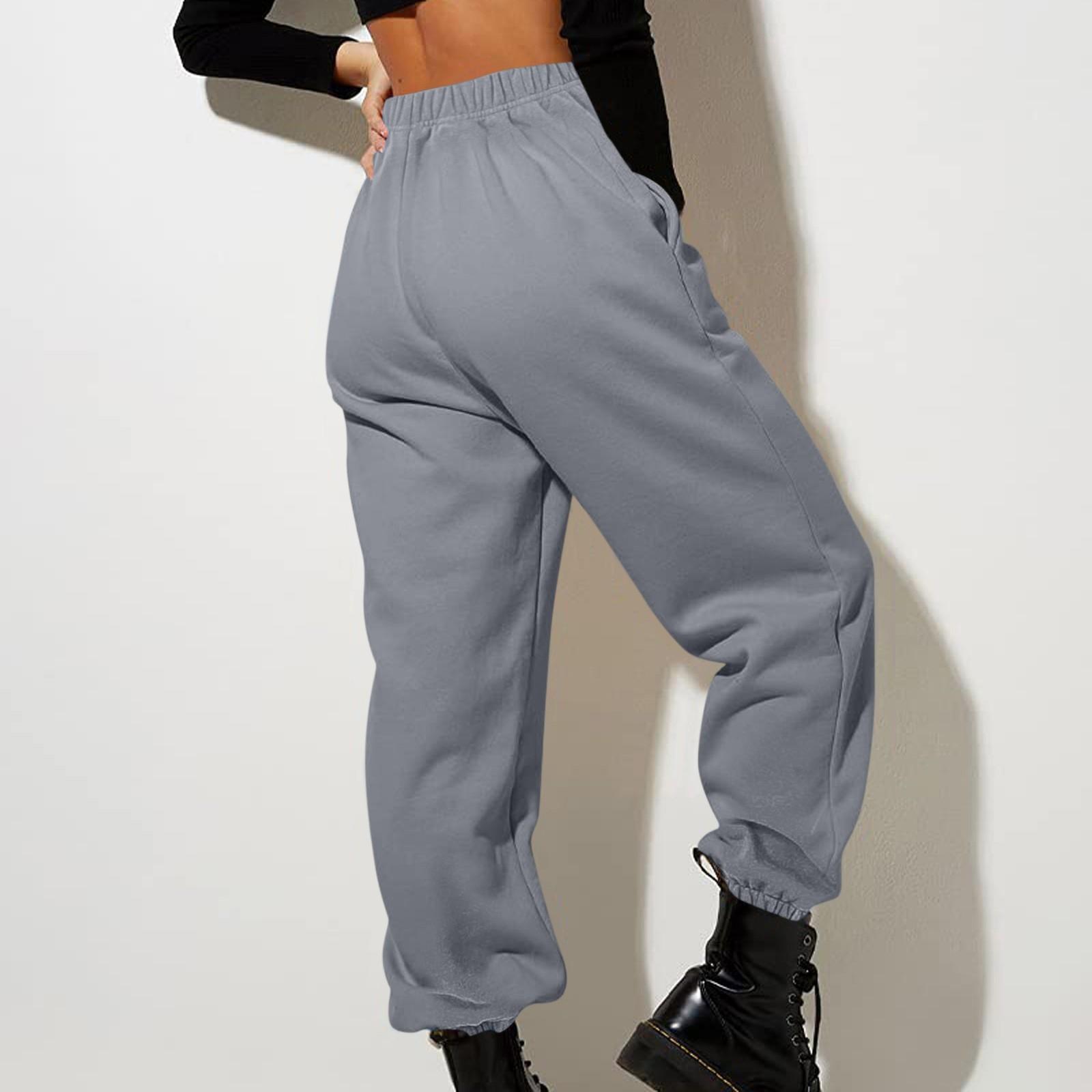 Женские модные спортивные однотонные повседневные спортивные штаны с карманами и брюками — фото 4