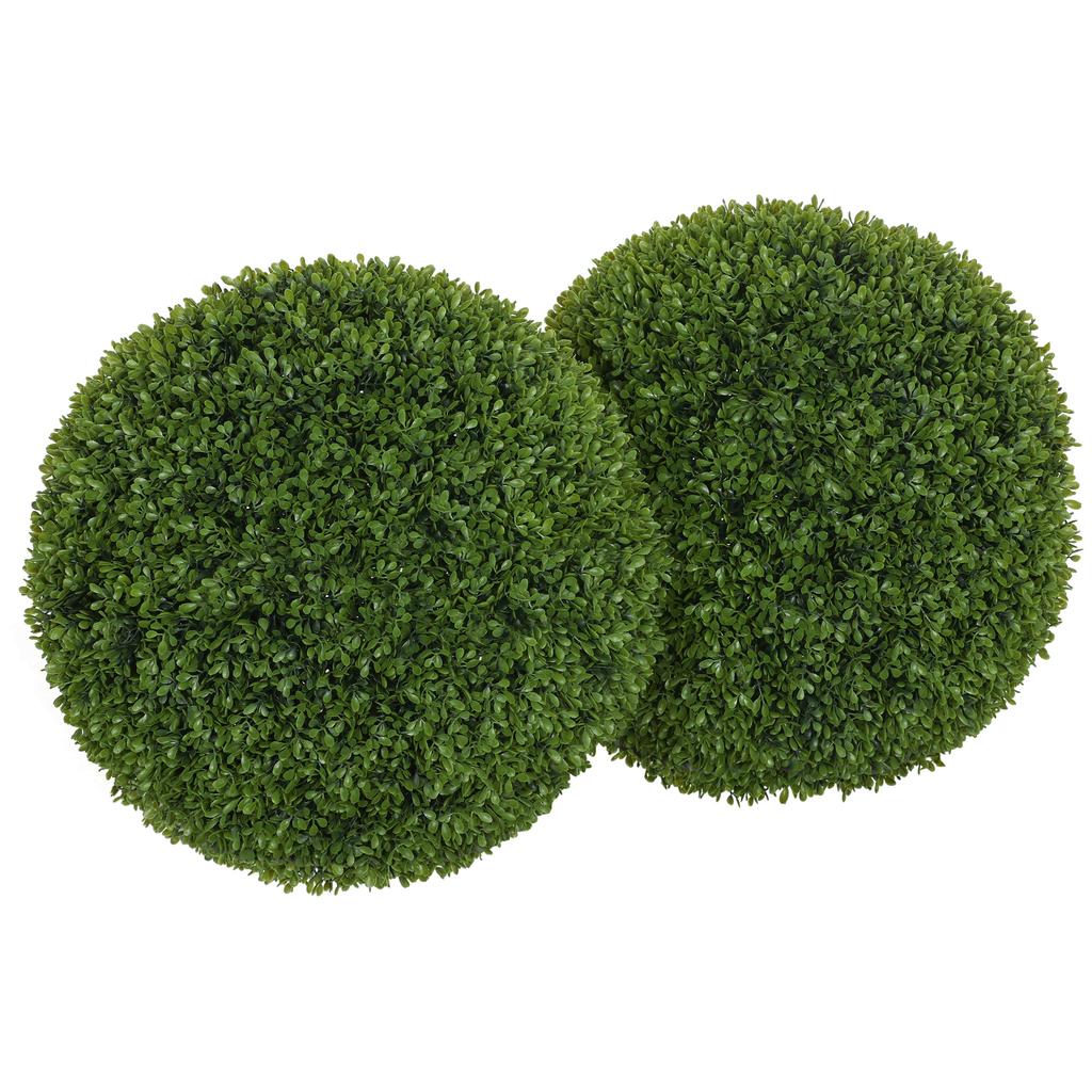 Artificial Boxwood Balls, Set of 2, 40 Cm, Indoor Outdoor, Dark Green