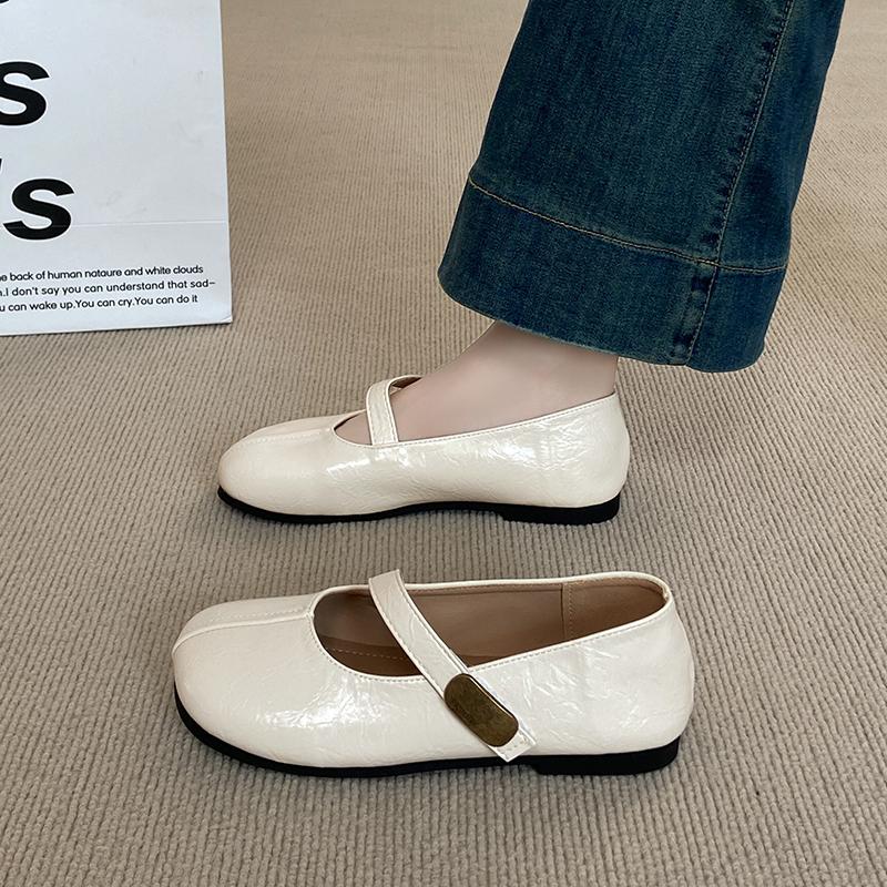CRLAYDK Womens Flats Moccasins Retro Dress PU Leather Strap Slip On Loafers for Work Penny Dress Walking Ladies Casual Shoes