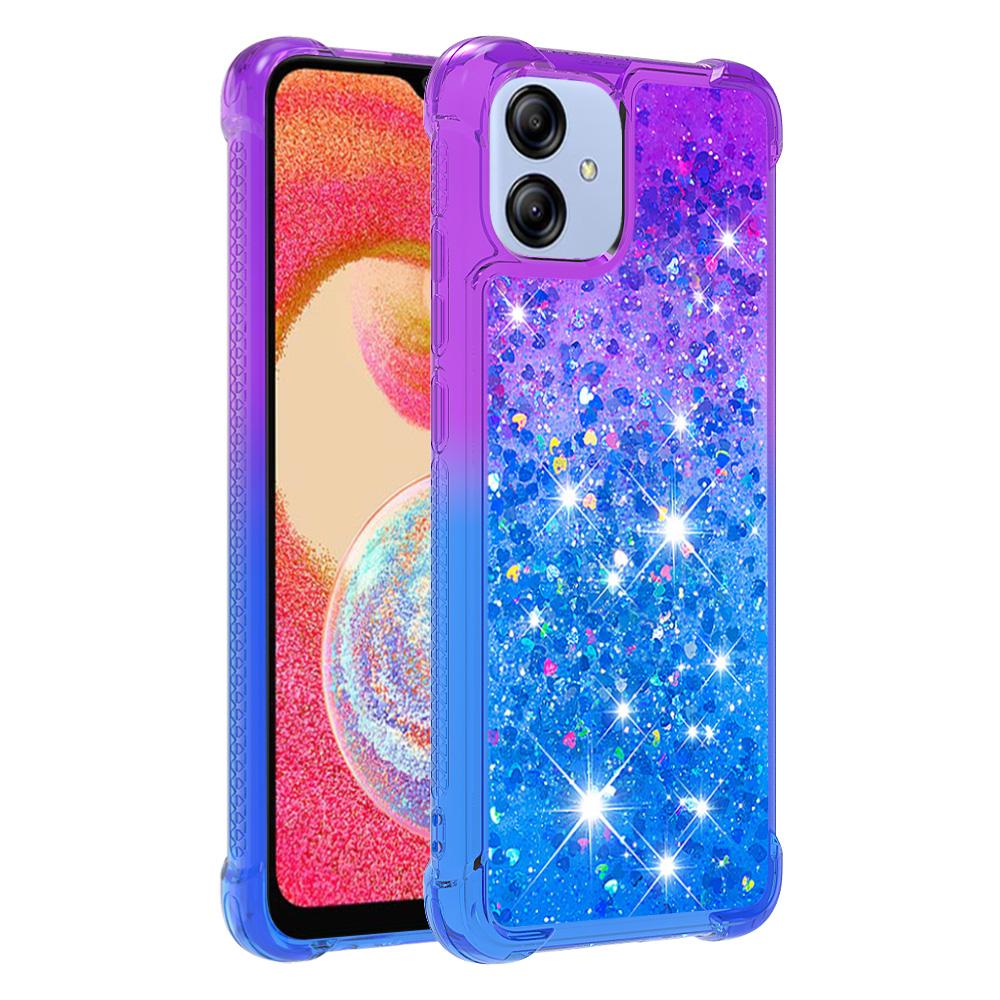 

For Samsung Galaxy A04e 4G/F04 4G/M04 4G TPU Case Gradient Quicksand Phone Back Cover Purple/Sky Blue