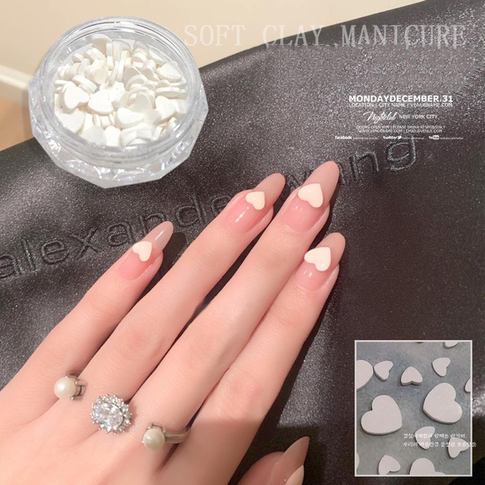 

Soft Clay White pearl Tiny Slices Sticker 3D Nail Art Decoration Manicure Nails Art sticker F