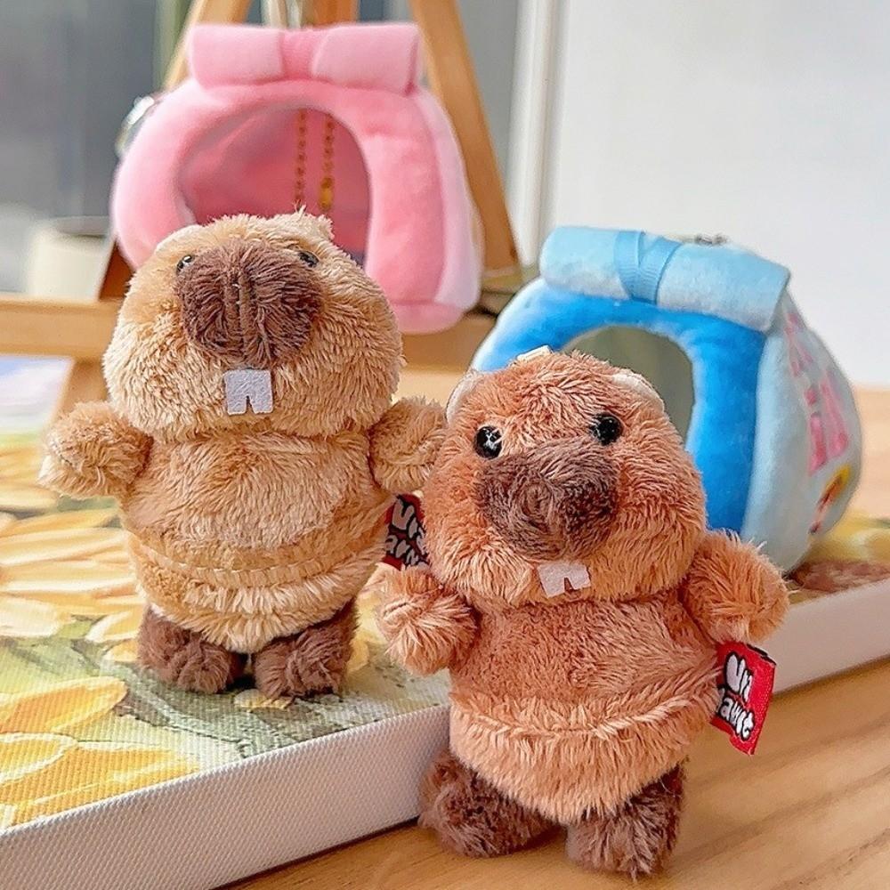 Plush Tent Pendant Portable Backpack Keychain Creative Groundhog Keychain  Keychain Collection