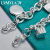 925 Sterling Silver Lock Pendant Bracelets For Women Men Wedding Party Fashion Jewelry