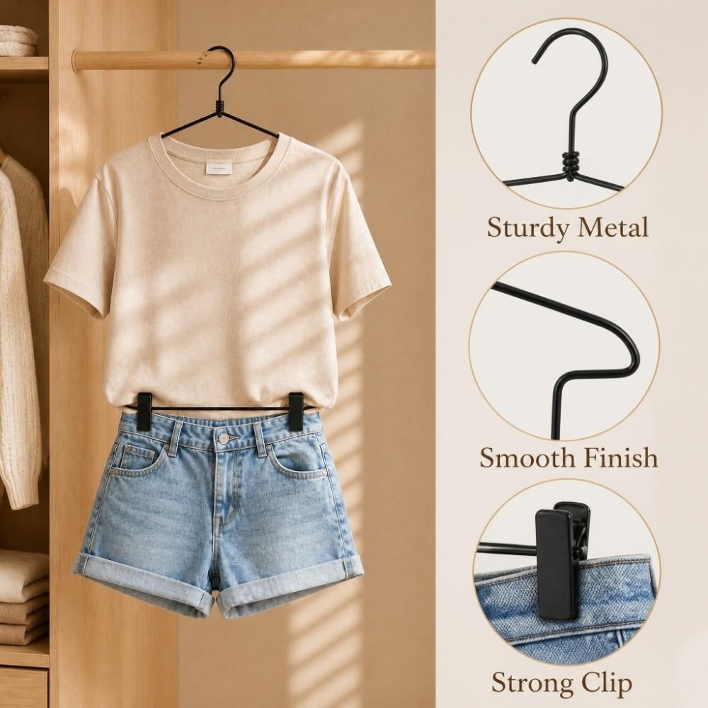 2Pcs with Pant Clips Clothes Display Hanger 2 In1 Mini Garments Holder Clothes Storage Rack Closet