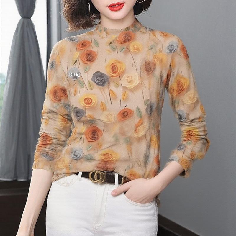 

New Arrival Color Block Striped Long Sleeve Knit Top for Middle-Aged & Elderly Women – Belly Covering Design L