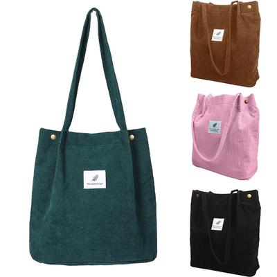 Damen Cord Einkaufsbeutel Mädchen Canvas Stoff Schultertasche Umweltfreundliche Aufbewahrung Handtasche Wiederverwendbar Faltbar Öko Lebensmittel Tragetaschen