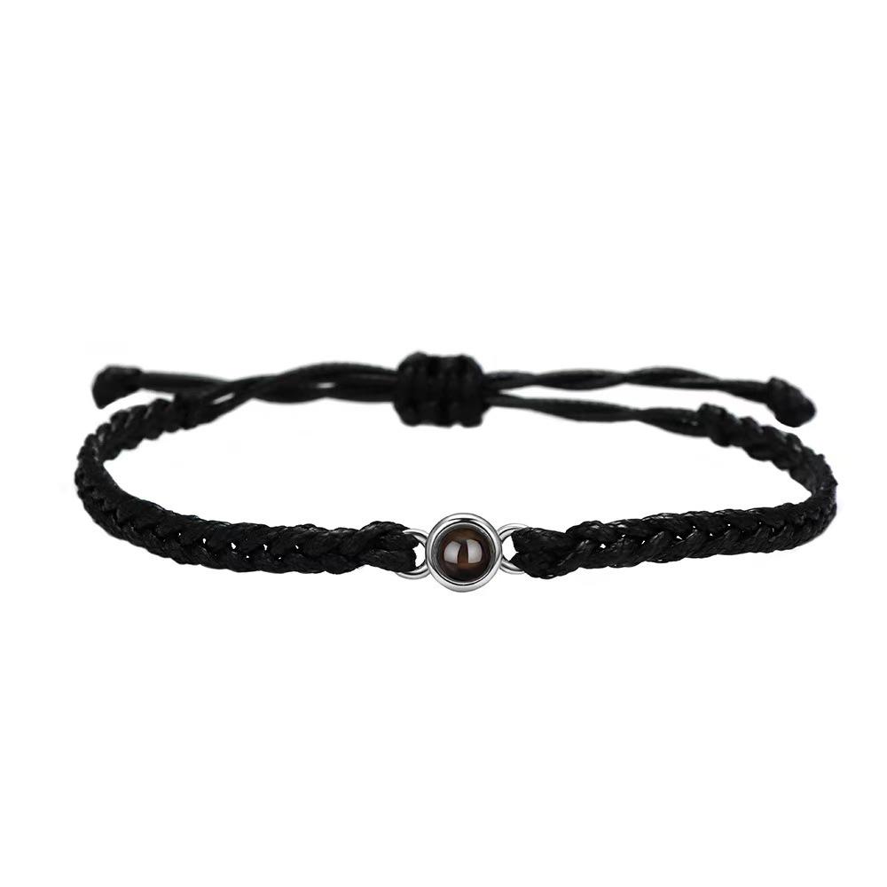 Handmade Woven Stainless Steel Bracelet with Custom Photo and 'I Love You' In 100 Languages Projection