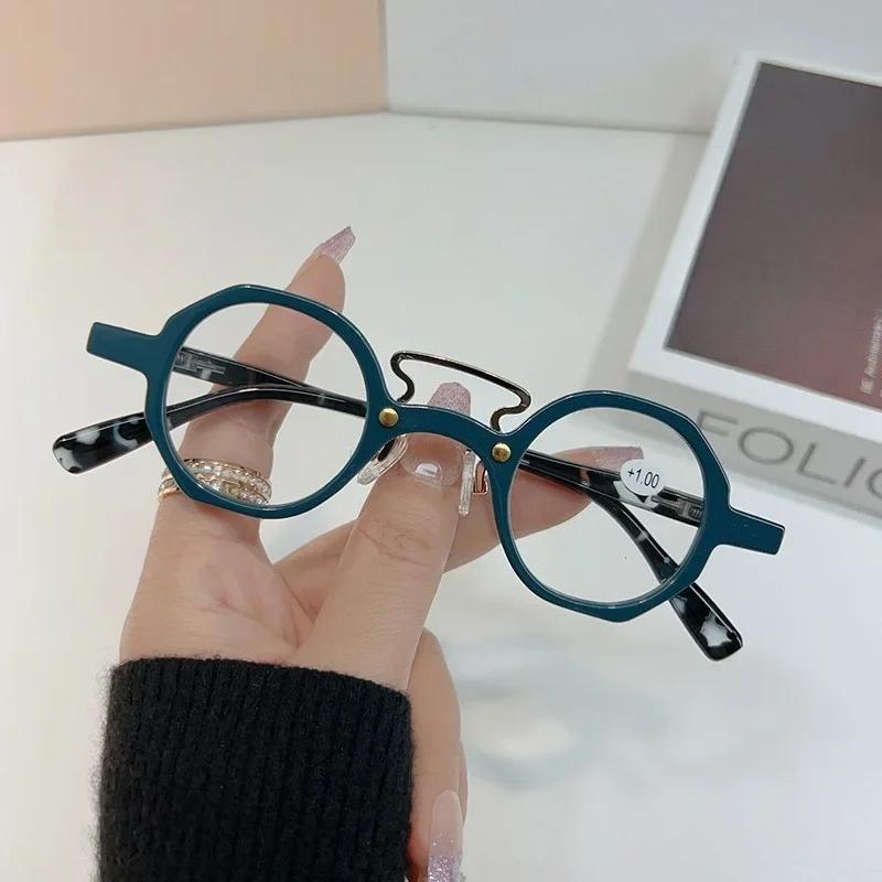 New Fashion Reading Glasses Neutral Retro Round Frame Presbyopia Anti Blue Light Blocking Glasses Clear Lens To +4 0
