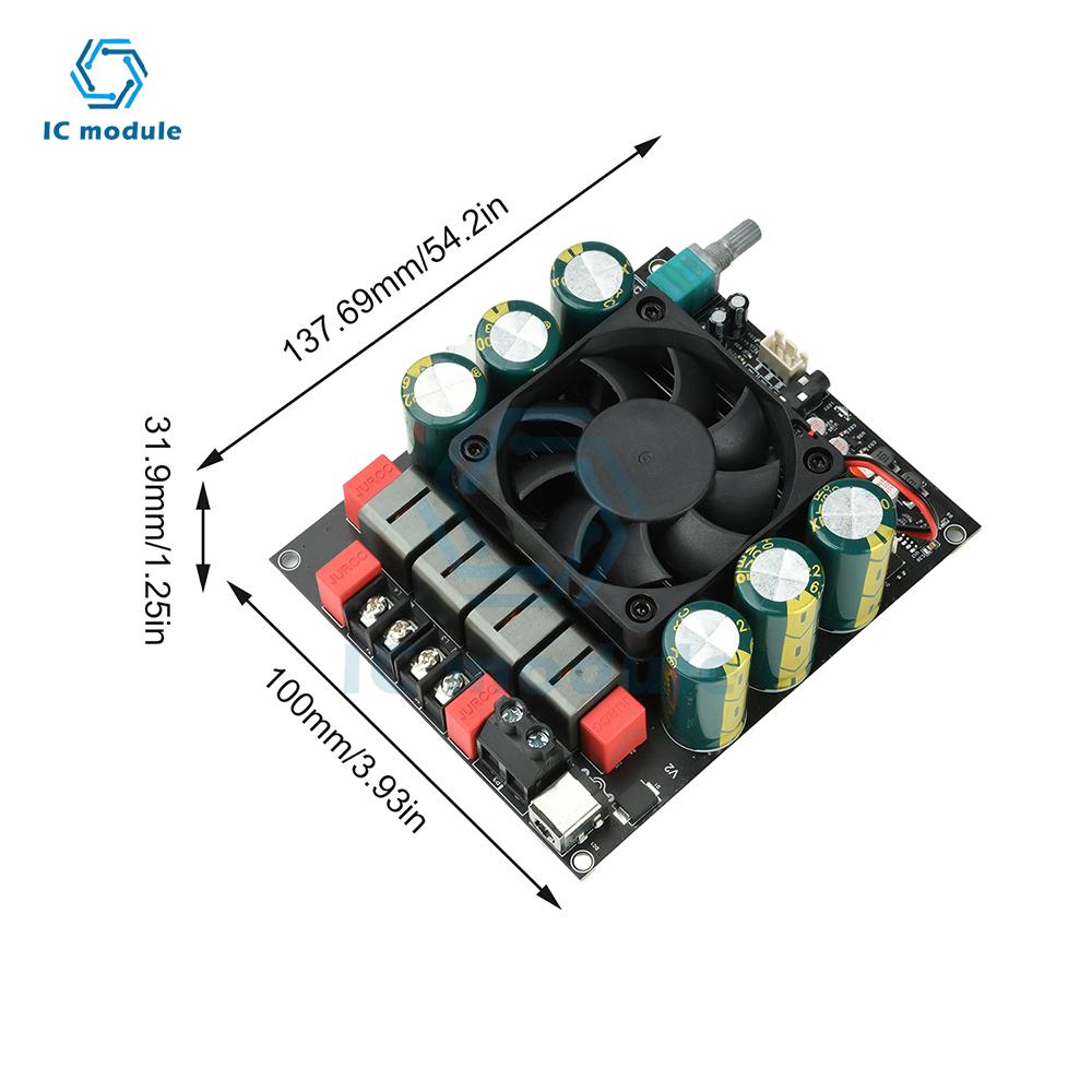 ZK-6002 Pure Post Amplifier Board DC 18-50V TPA3255 600W+600W 2.0 Dual Stereo Channel Module with High/Low Frequency Adjustment
