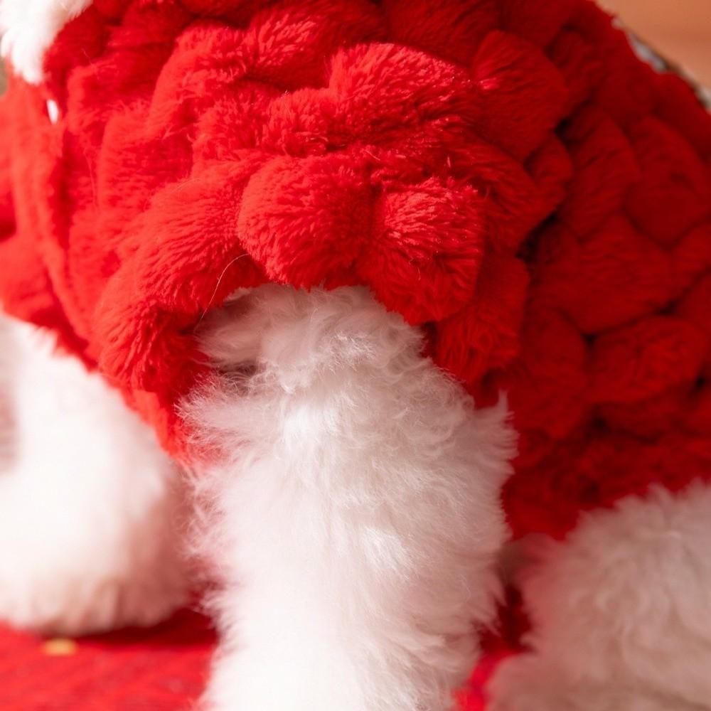 Soft Winter Red Color Pet Vest Embroidered Fluffy Cat Coat Thickened Dog Jacket Winter