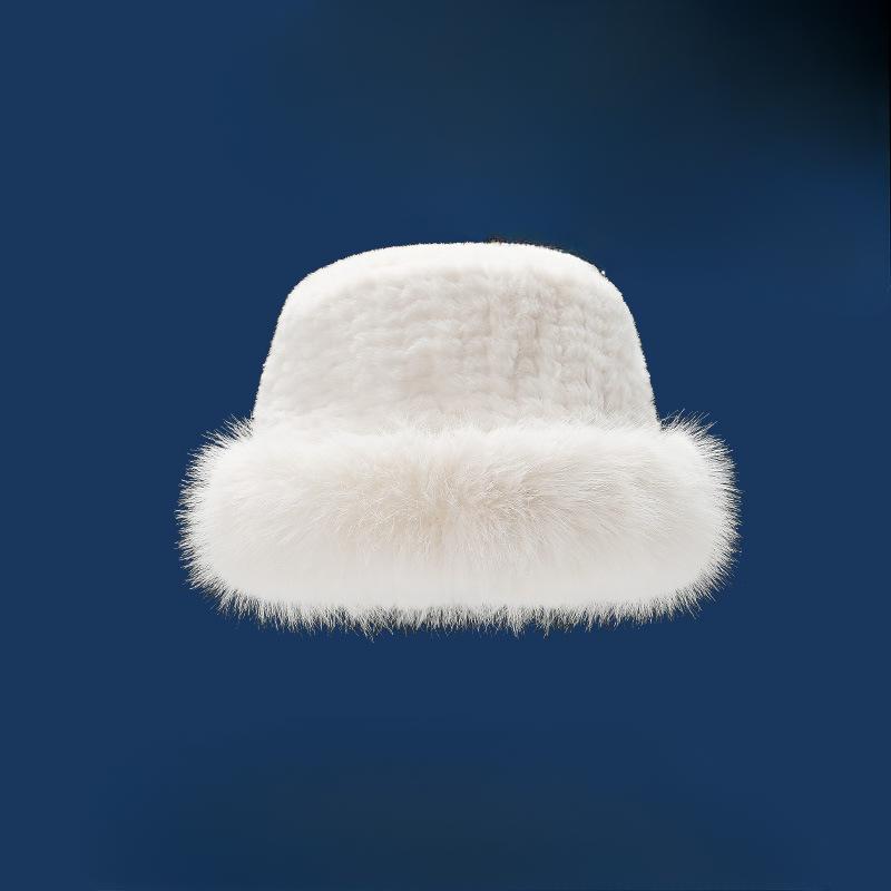 Plush Hat for Women in Winter Small Face Thick and Warm Fisherman Hat Big Head Circumference Cold Proof Basin Hat