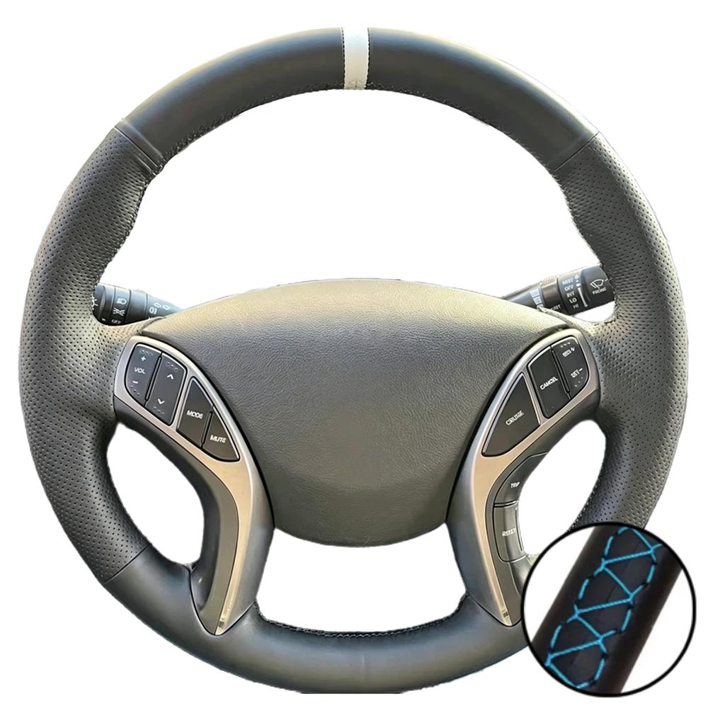 Car Accessories Hand-stitched Black Artificial Leather 2011-2016 Avante i30 2012-2016 Steering Wheel Cover For Hyundai Elantra