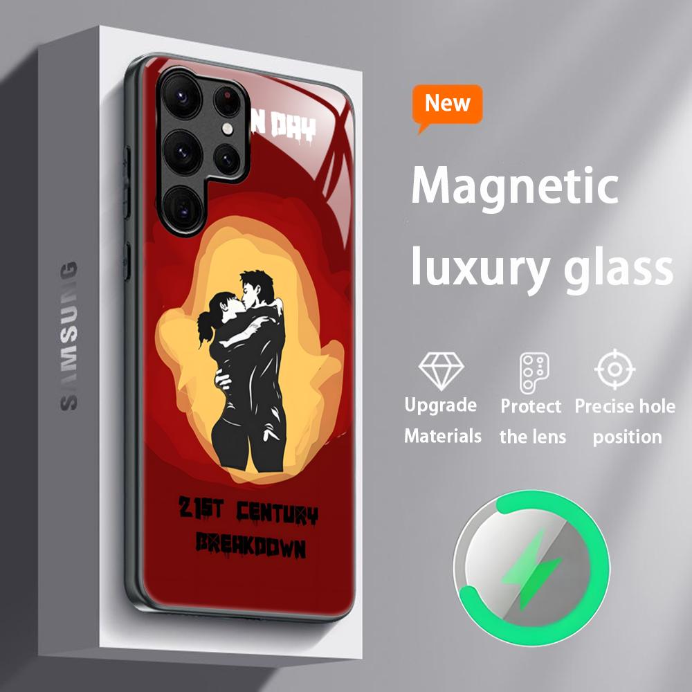 

Hot Green Day Band Cool Phone Case For Samsung S25 S24 S23 S22 S21 S20 Plus Ultra Note20 Glass Magnetic Case Samsung S24 Ultra