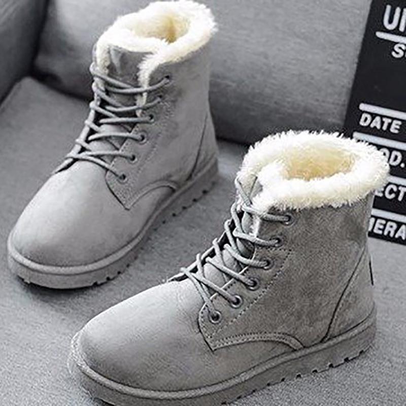 Cozy And Stylish Women's Faux Suede Fur Lined Winter Ankle Snow Boots