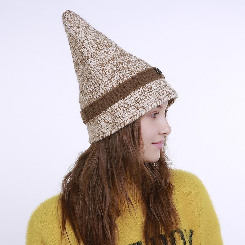 New Knitted Wool Mixed Color Hat Witch 