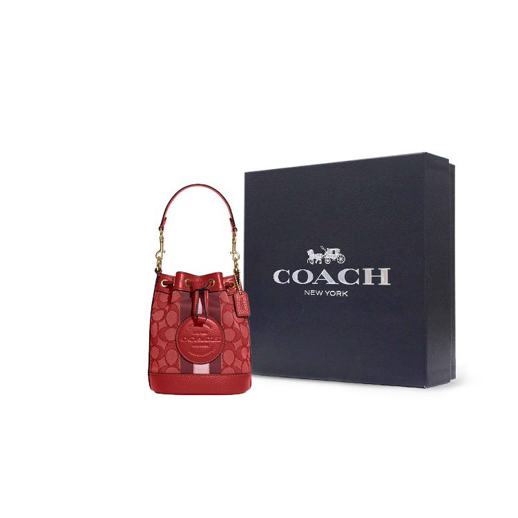 Coach Dempsey 14 Classic Floral Drawstring Bucket Bag Women bags Red C8322-IMP2Z