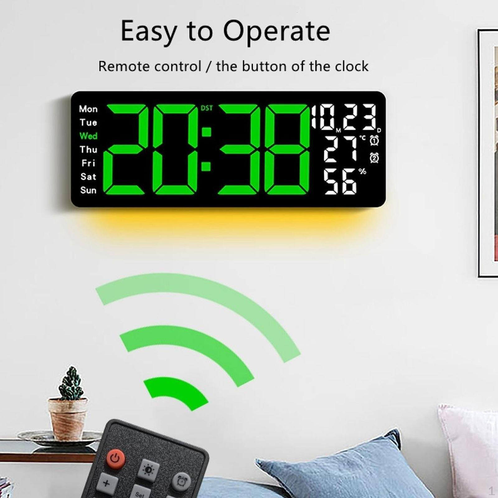 

Цифровые настенные часы с большим дисплеем, прямоугольный таймер с атмосферной подсветкой LED для кухни зелёный