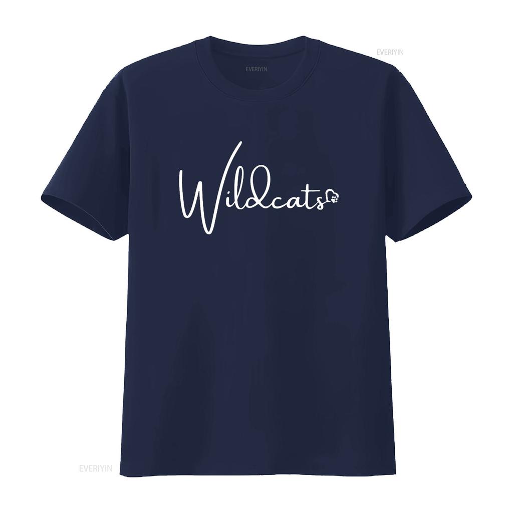 Mens Wildcats School Sports Fan Team Spirit Mascot Back To T Shirt vintage Washed Slightly Comfortable homme Unisex Breathable