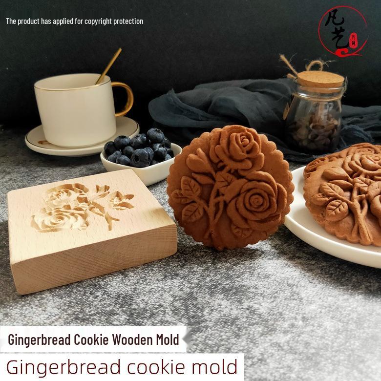 Wooden Gingerbread and Shortbread Cookie Mold Cutter
