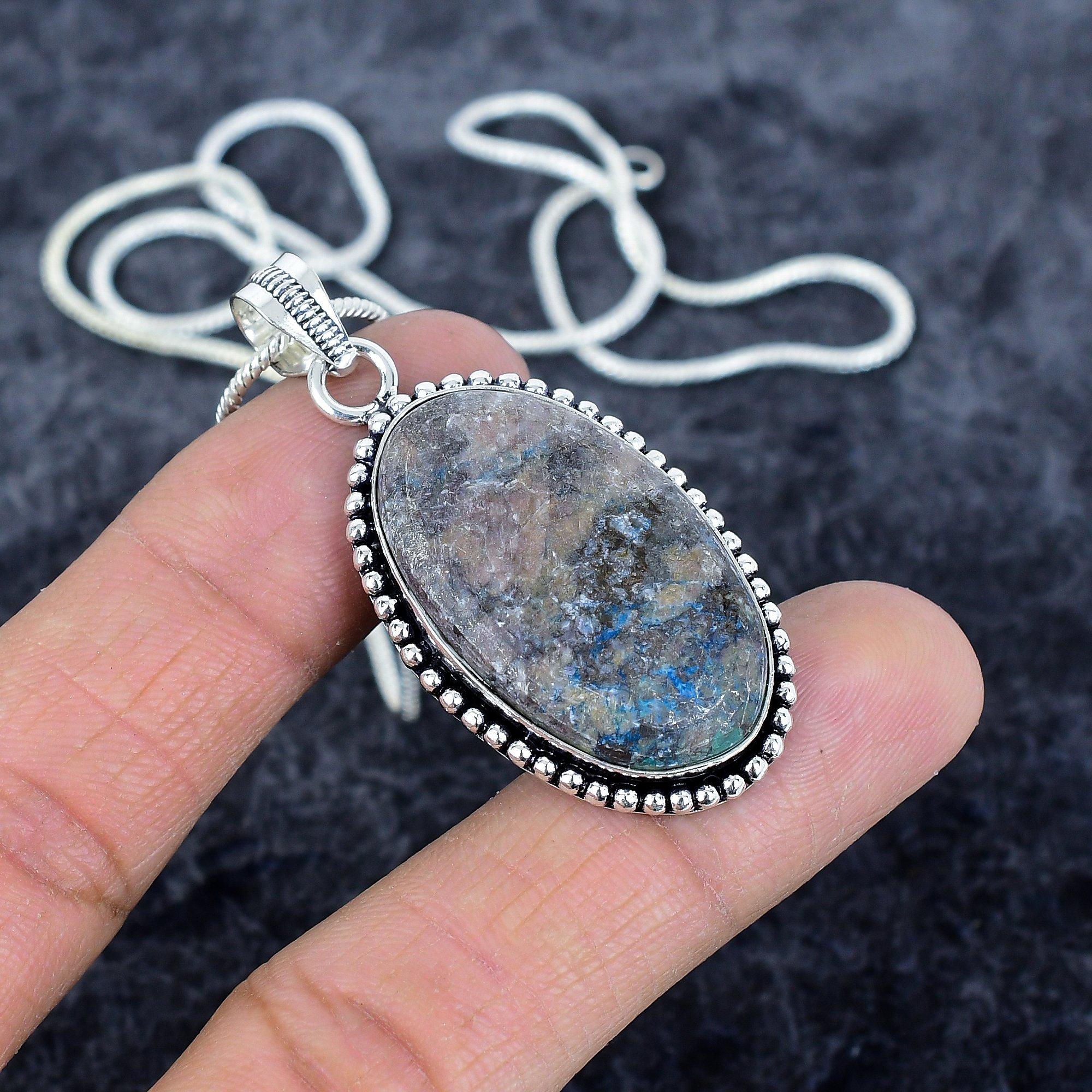 

Azurite Gemstone Handmade 925 Sterling Silver Jewelry Pendant 2.09 M-2917