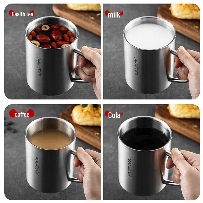 maxcook MCB650 Double-Wall Stainless Steel Mug with Lid