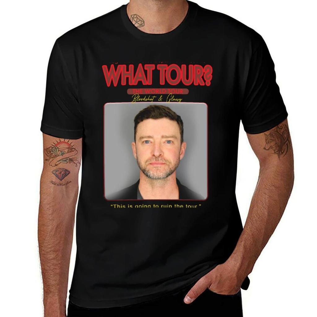 Justin Timberlake Mugshot Tour Maglietta T-shirt Semplice Casual Manica Corta Cotone T-shirt