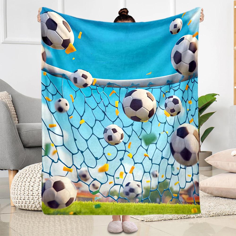 1 Stück Fußball-Decke Bequem Weich Leicht Alle Jahreszeiten Mehrzweck-Decke Reisen Camping Picknicks Sofa Büro Bett Wohnzimmer Geschenk Freunde
