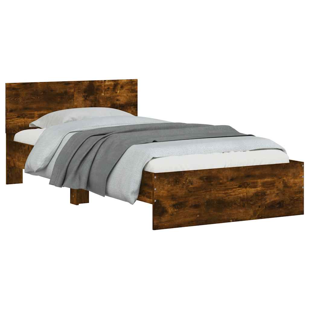 Bed Frame with Headboard Smoked Oak 100 x 200 cm Wood Based Material