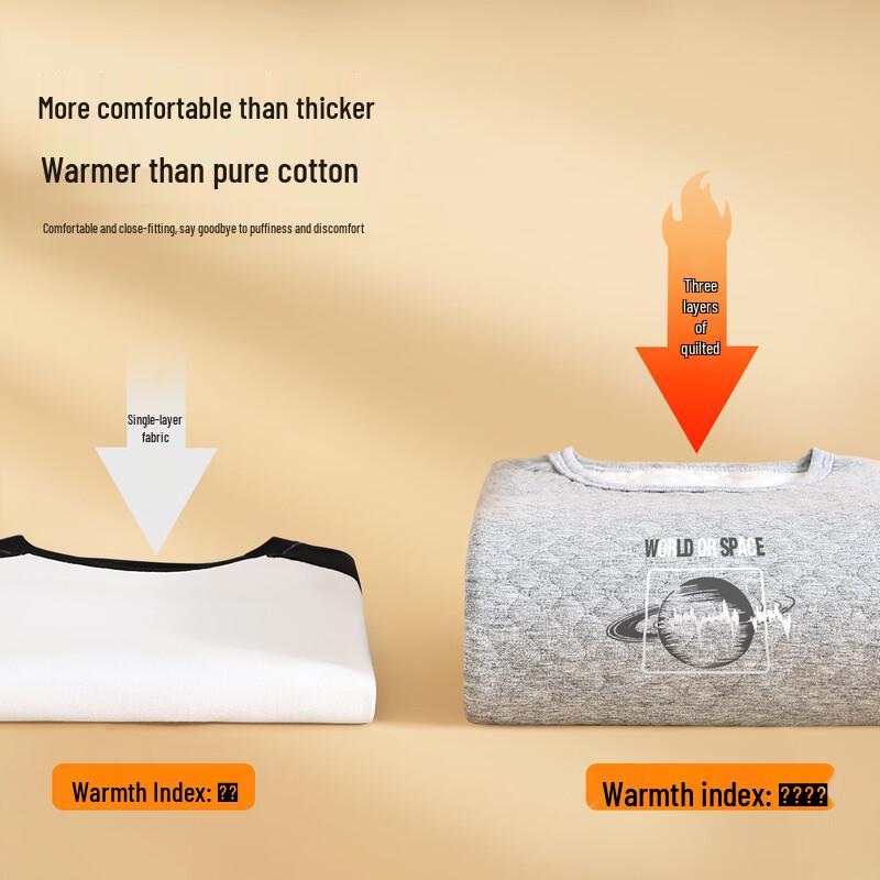 Boys' Thickened Fleece-Lined Thermal Underwear Set