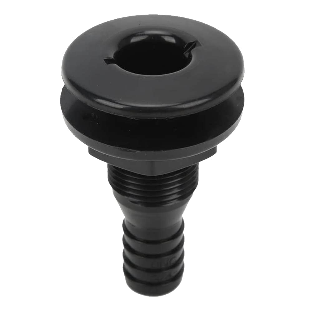 Kriccekal Boat Drain ABS 3/4" Black Through Hull Connector Hose Coupling Drain Replacement Hardware