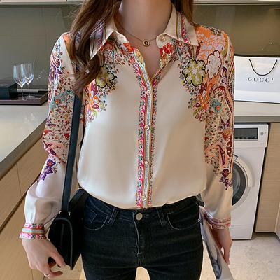 Fashion Flower Print Ladies Shirts Women's Blouses 2021 Spring Autumn Long Sleeve Shirts Tops Blusas Mujer