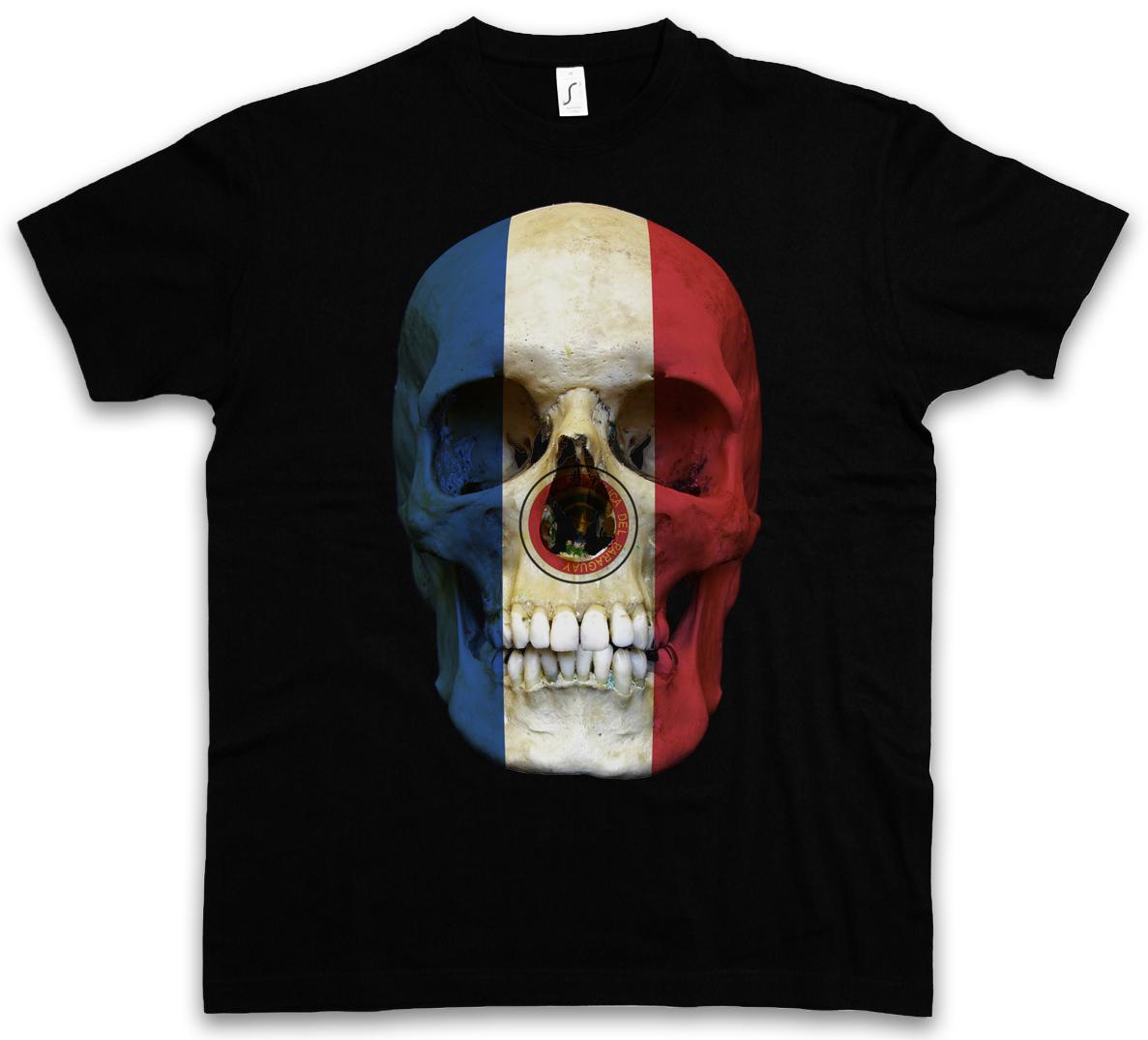 CLASSIC PARAGUAY SKULL FLAG T-SHIRT Skull Banner Flag Biker MC L