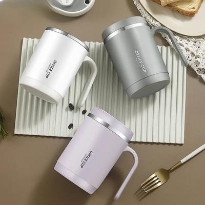 500ML 304stainless Steel Straw Cup with Handle Thermoses Coffee Mug Breakfast Juice Couple Cups Outdoor Sports Office Drinkware