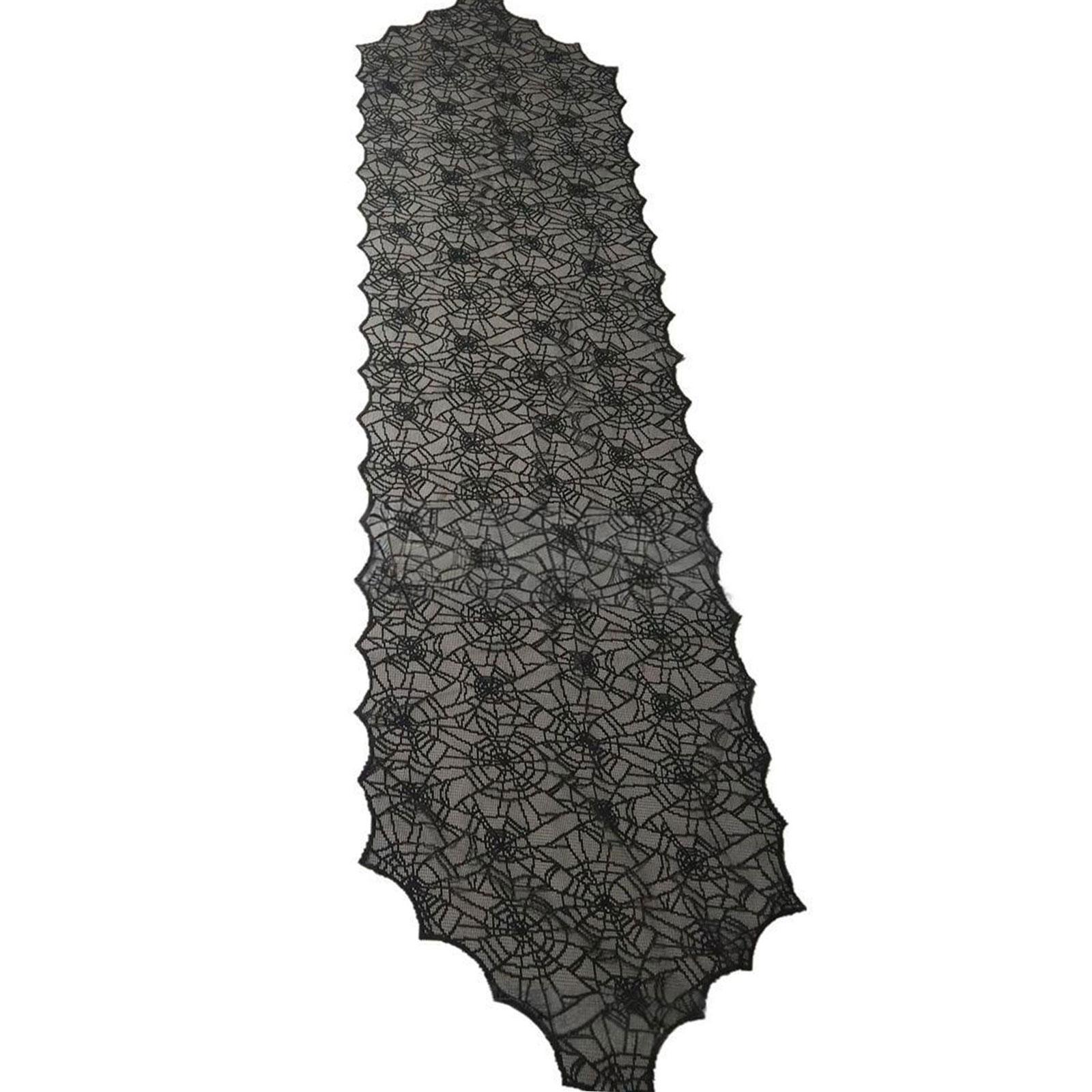 

Halloween Black Lace Polyester Tablecloth for Party Decorations Fabric Easy To Cleaning Foldable Designs B