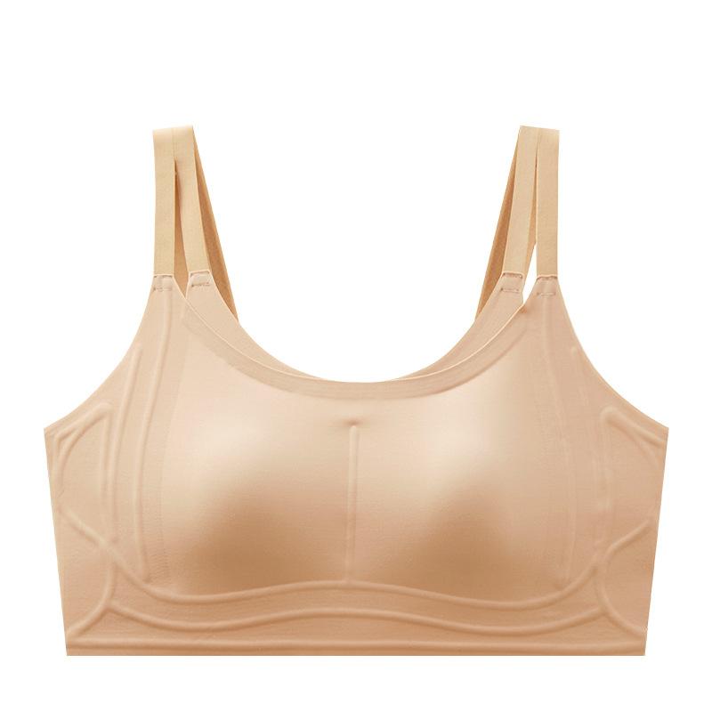 Liquid foundation invisible seamless female rabbit ear cup large chest small gathering soft support tube top ultra-thin bra cover