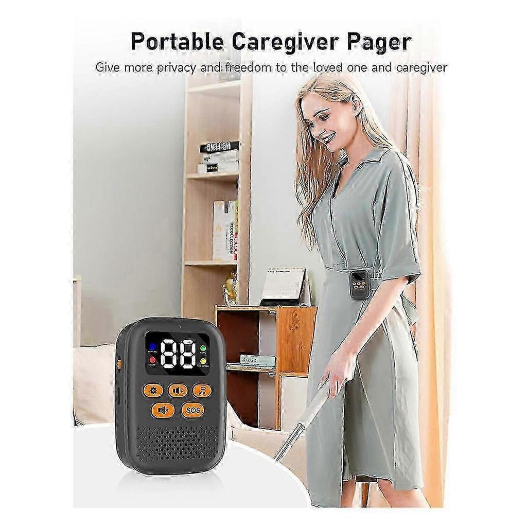 Wireless Caregiver Call Button for Elderly,Caregiver Pager Elderly Monitoring with Vibration, Alert